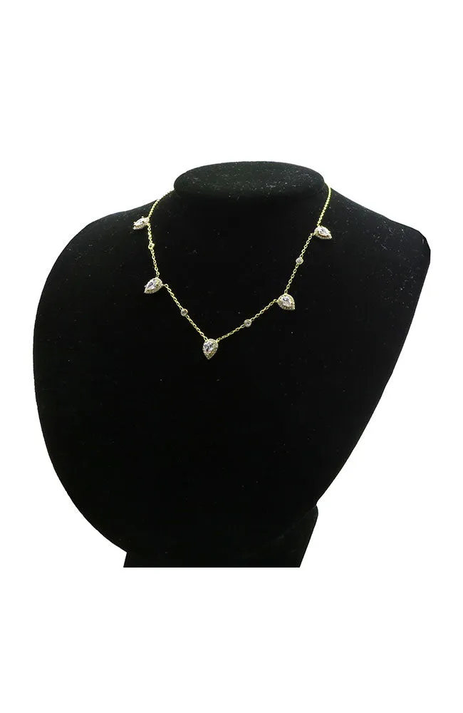 Gold Necklace CZ Stations