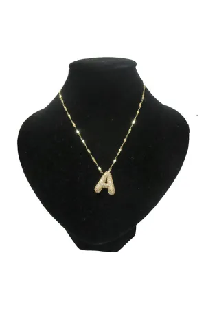 Gold Pave Puffy A Necklace