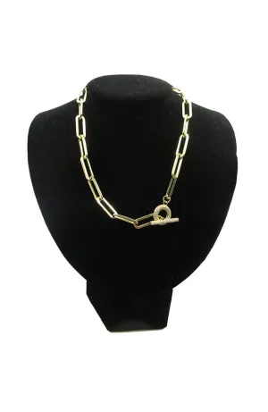 Gold Pave Toggle Necklace