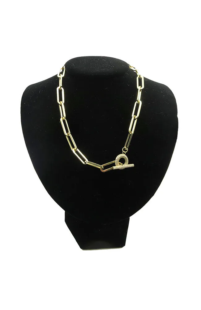 Gold Pave Toggle Necklace