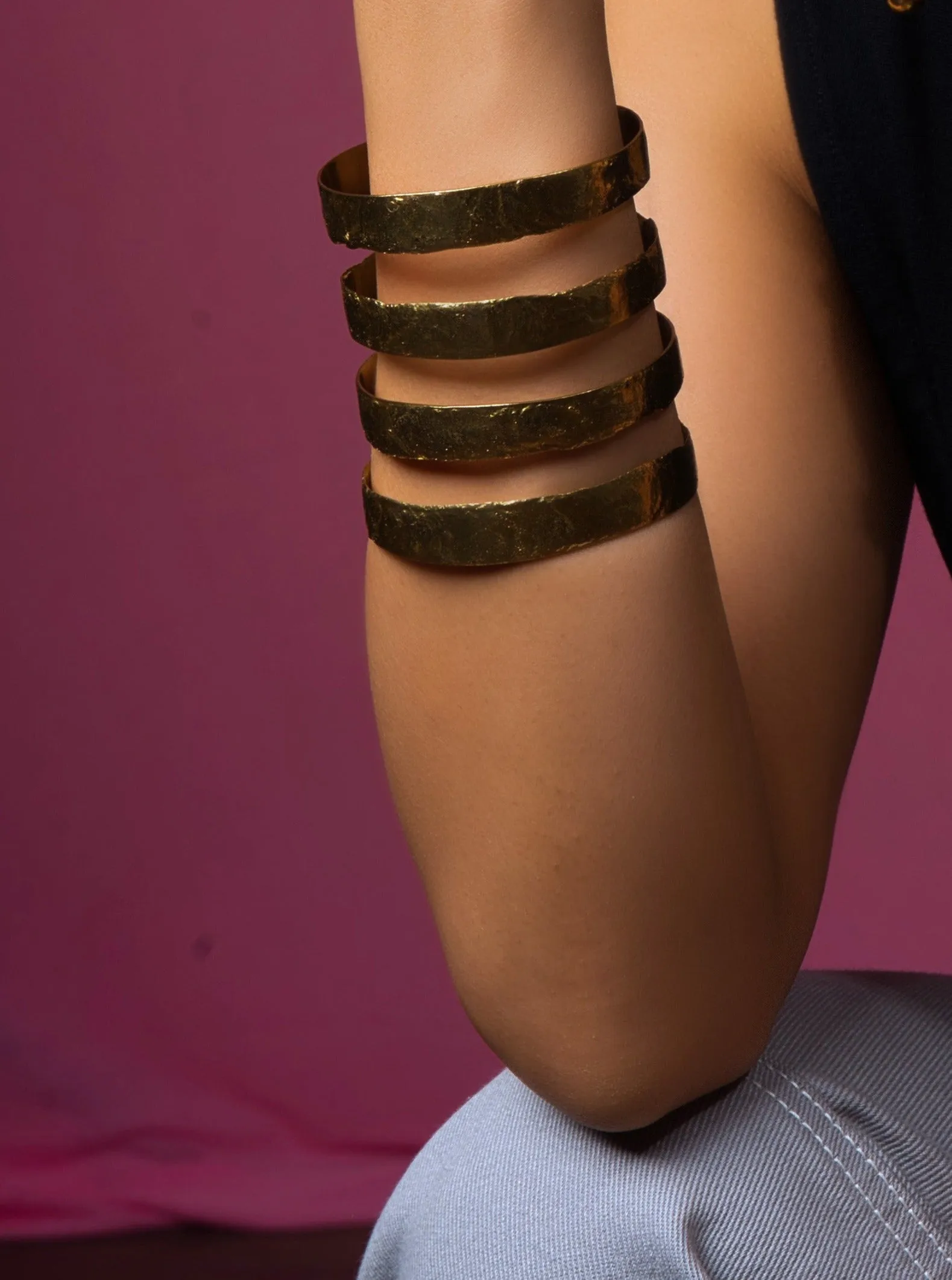 Gold Plated Broad Cuff - Adjustable