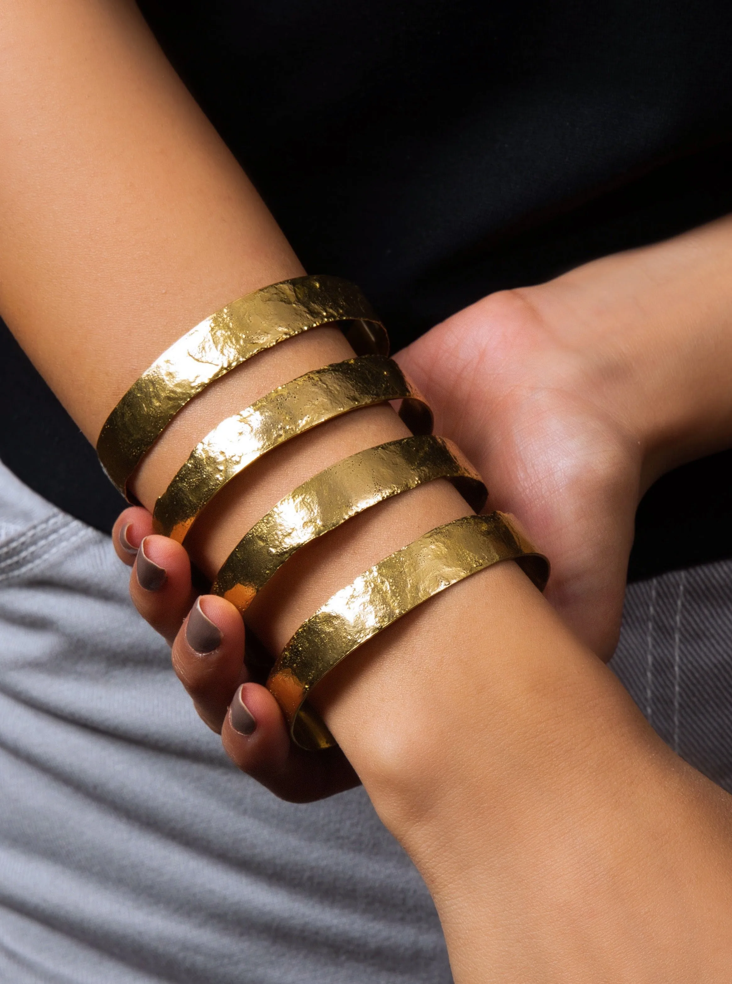 Gold Plated Broad Cuff - Adjustable