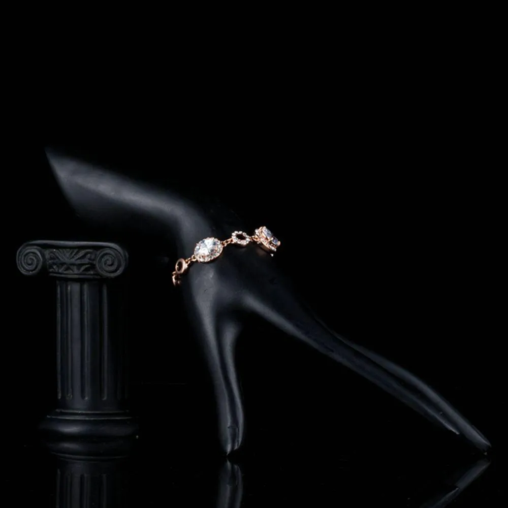Gold Plated Oval Cubic Zirconia Bracelet