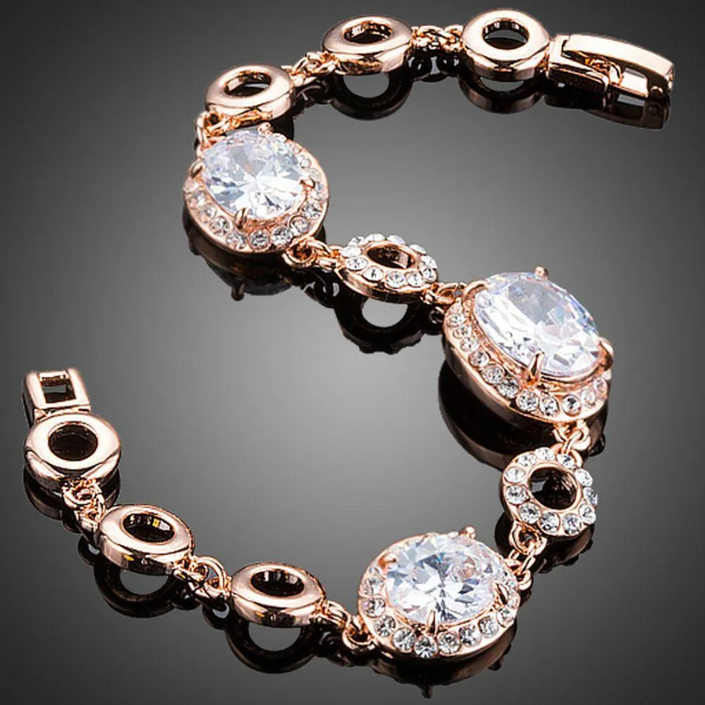 Gold Plated Oval Cubic Zirconia Bracelet
