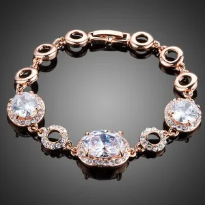 Gold Plated Oval Cubic Zirconia Bracelet