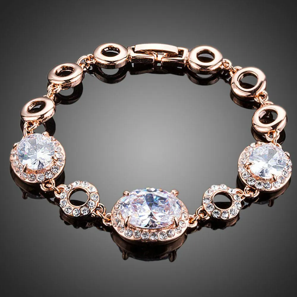 Gold Plated Oval Cubic Zirconia Bracelet