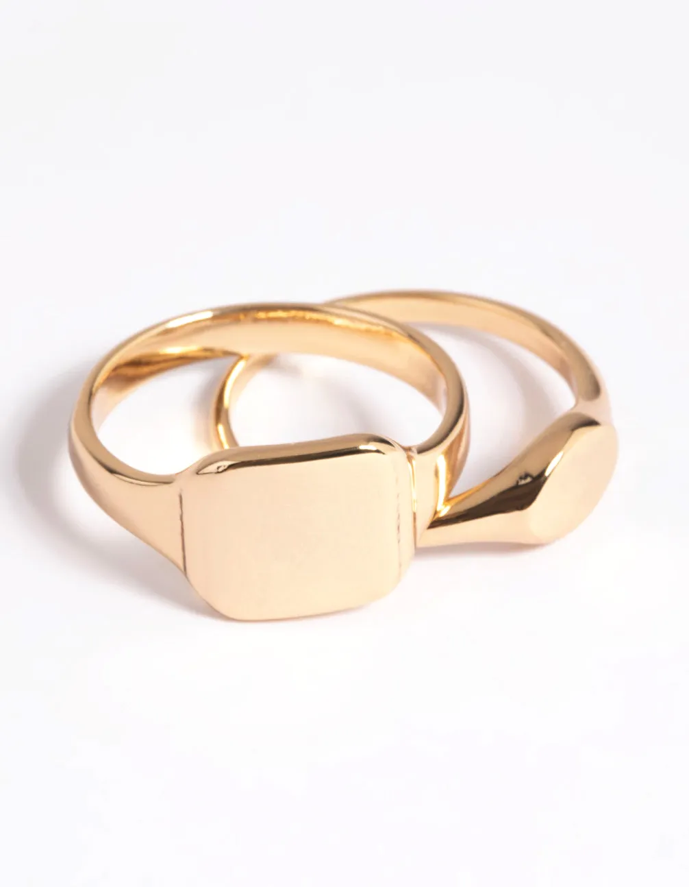 Gold Plated Signet Ring Stack Pack