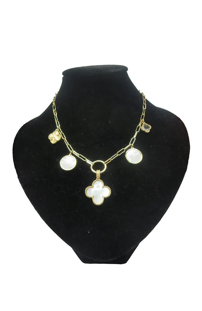 Gold PPC Chain 5 Charm MOP Necklace