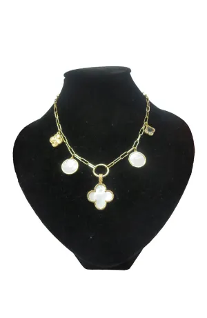 Gold PPC Chain 5 Charm MOP Necklace