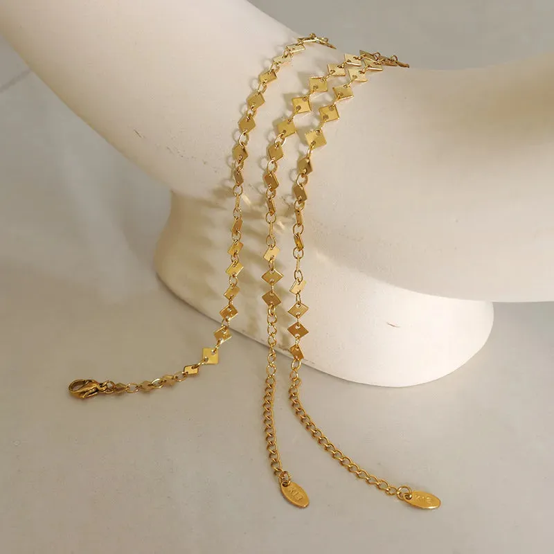 Golden Diamond Shaped Chain Anklet