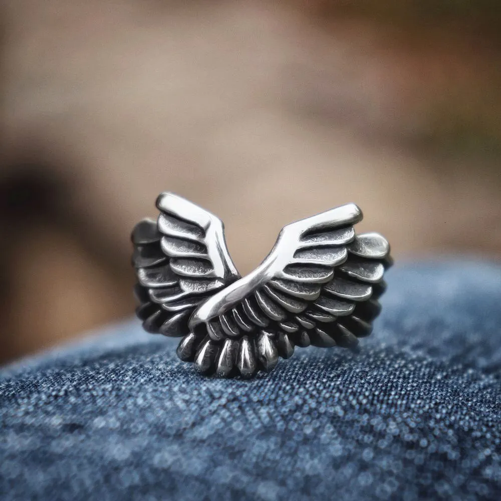 Gothic Cross Angel Wings Ring Unique Punk Wing rings