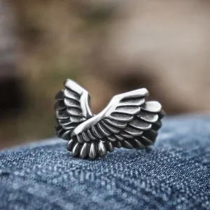 Gothic Cross Angel Wings Ring Unique Punk Wing rings