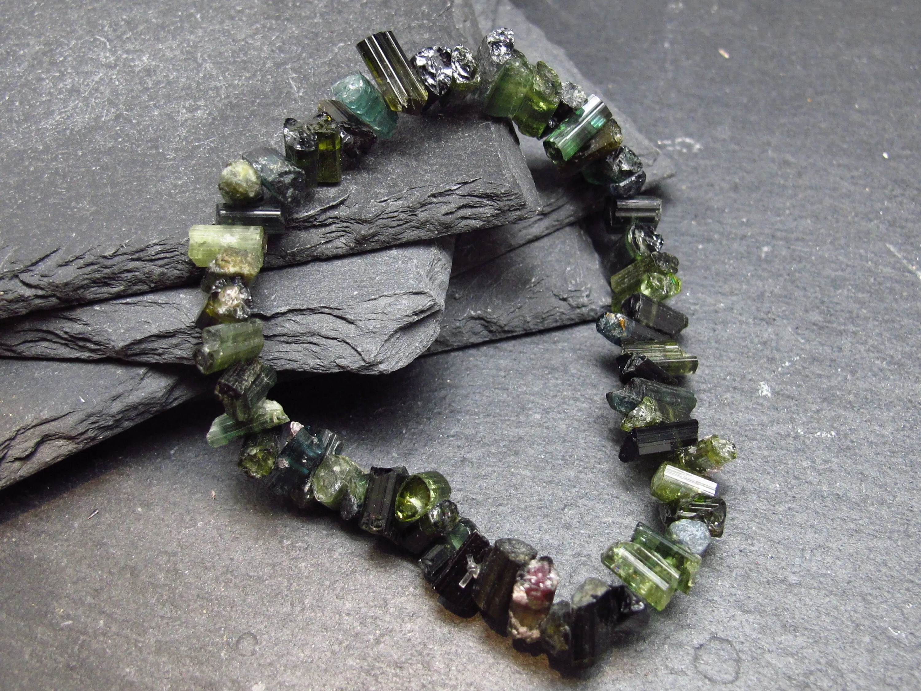 Green Tourmaline Genuine Bracelet ~ 7 Inches ~ 8mm Crystal Beads