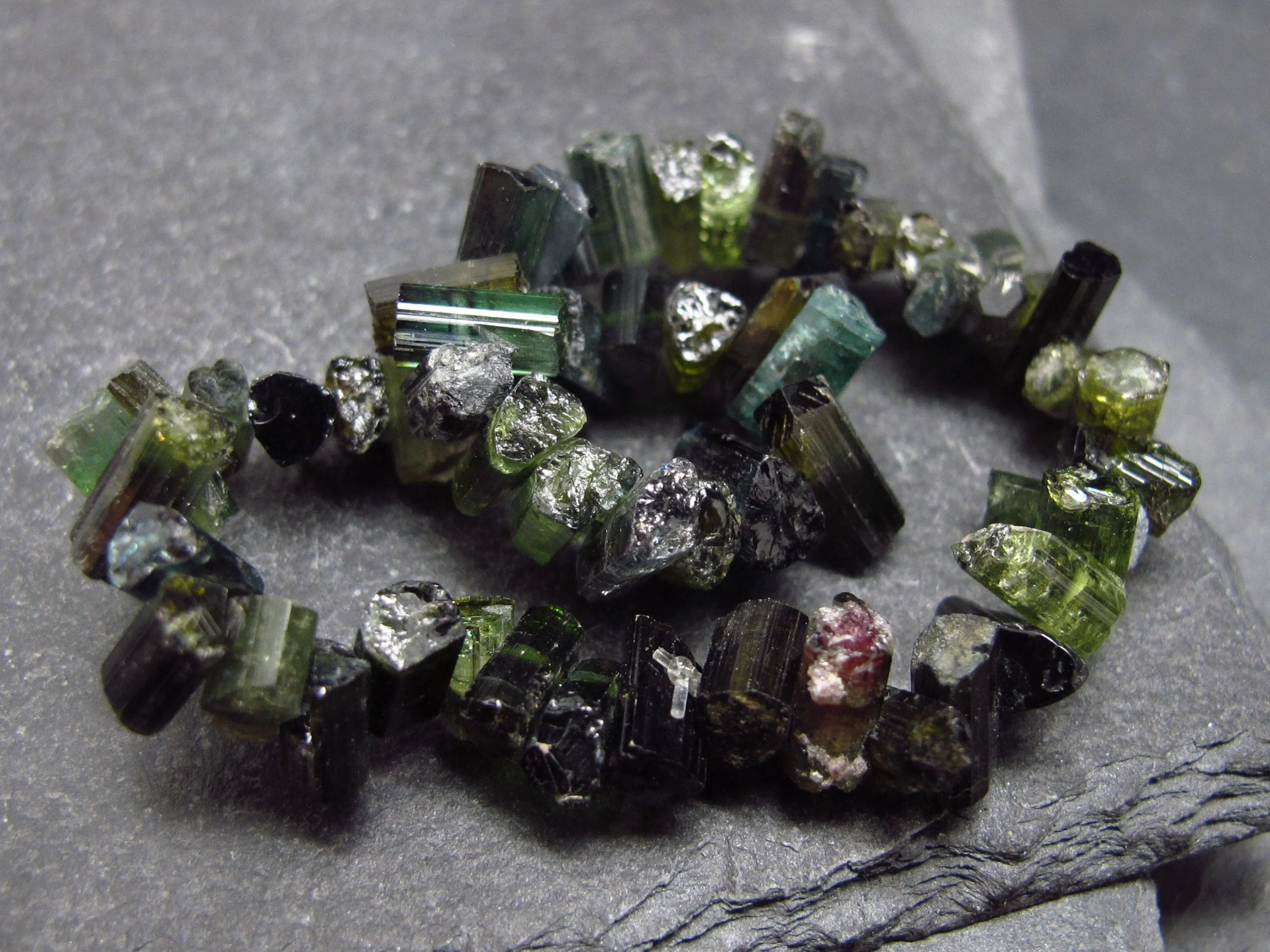 Green Tourmaline Genuine Bracelet ~ 7 Inches ~ 8mm Crystal Beads