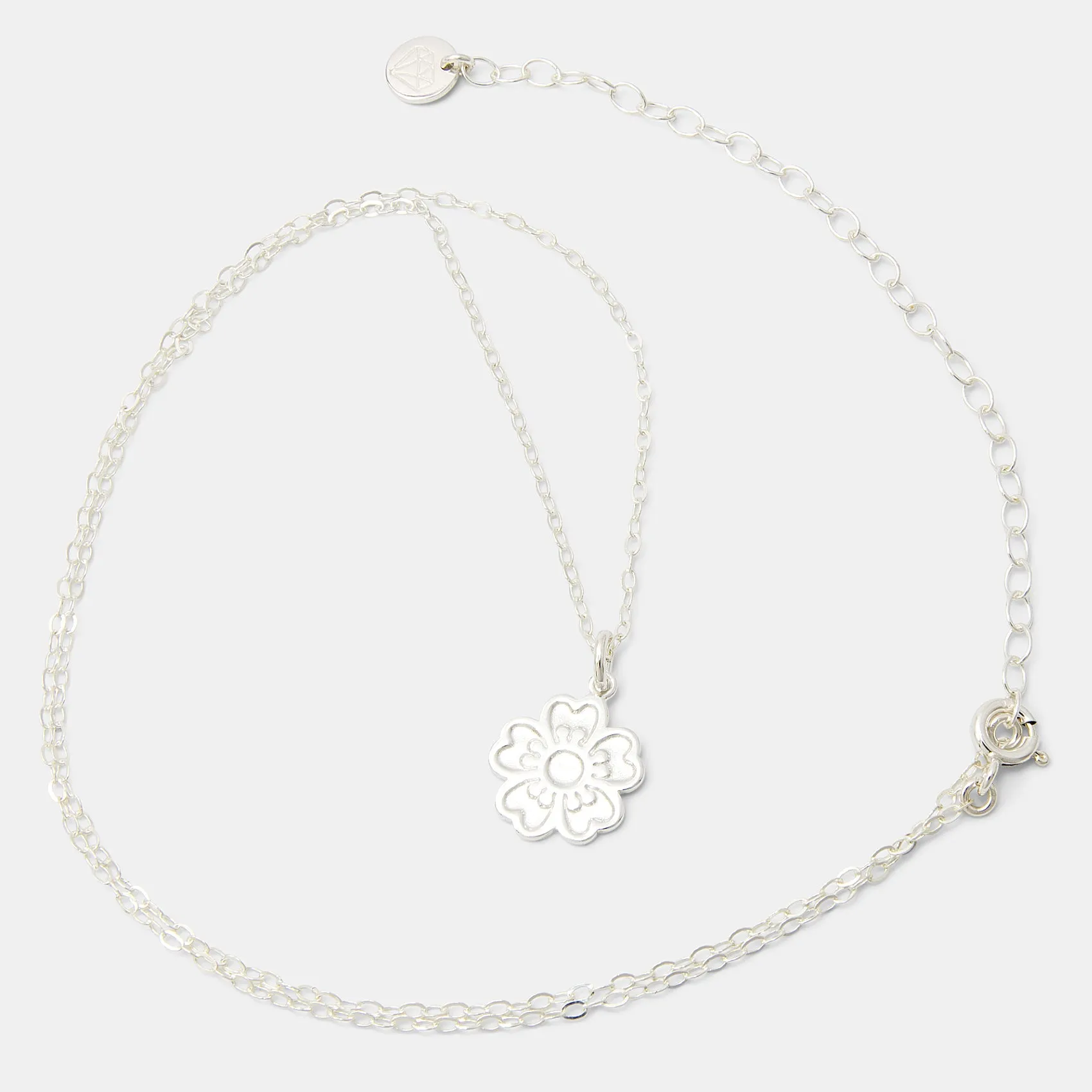 Guinea Flower Silver Pendant Necklace