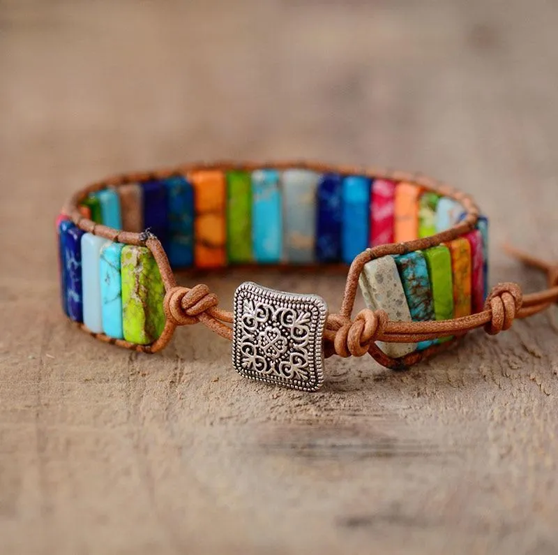 Handmade Multi Color Tube Beads Leather Wrap Bracelet Couples Bracelets