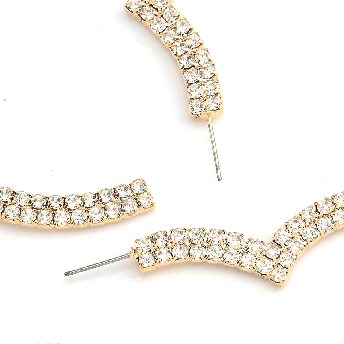 Heart-Shaped Hoop Rhinestone Earrings