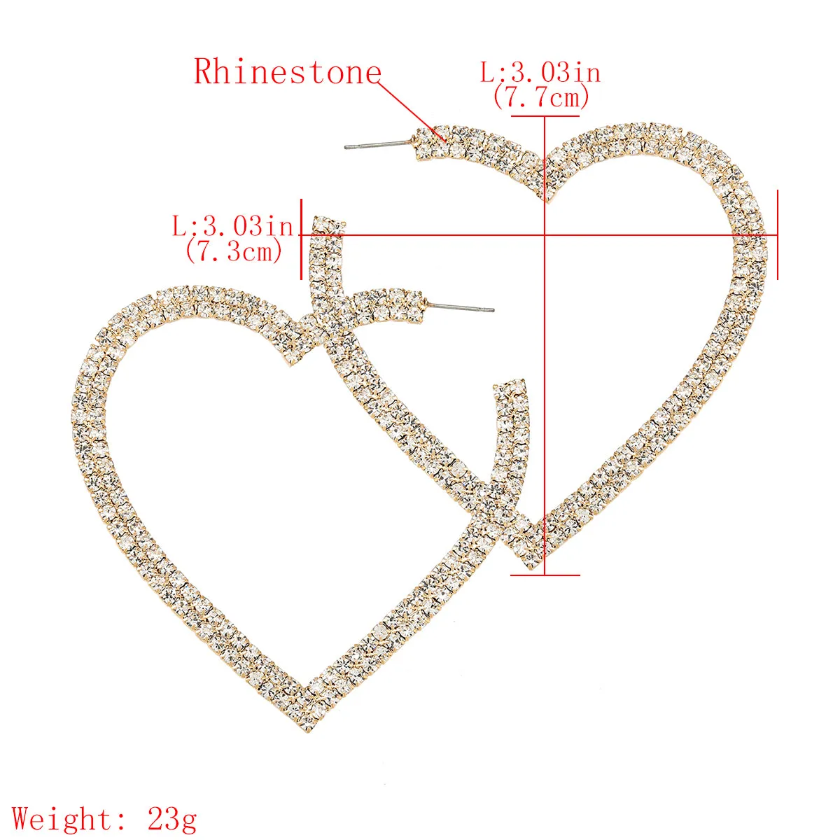 Heart-Shaped Hoop Rhinestone Earrings