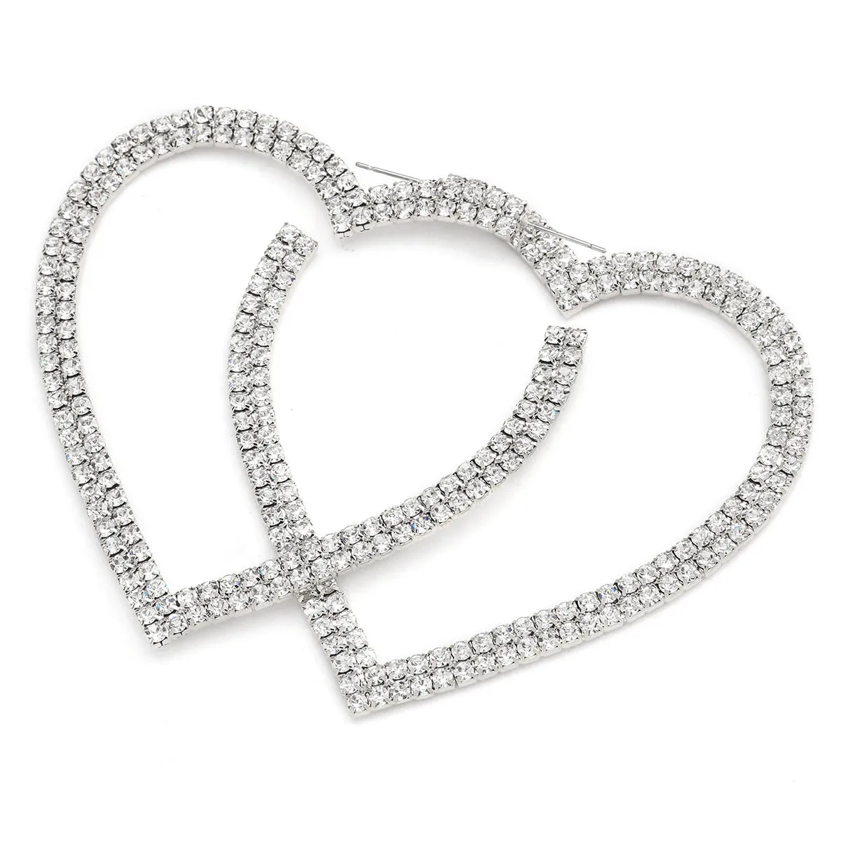 Heart-Shaped Hoop Rhinestone Earrings