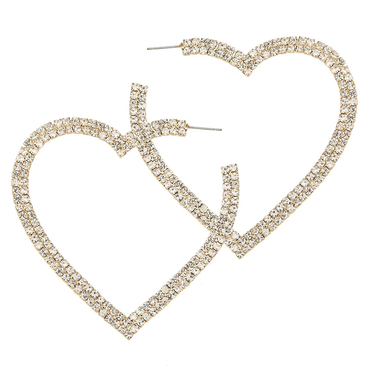 Heart-Shaped Hoop Rhinestone Earrings
