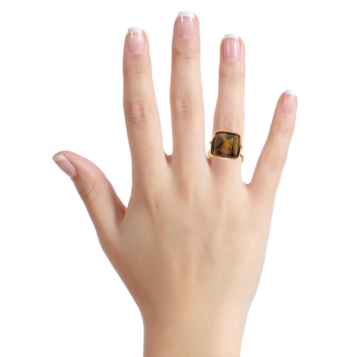 Hermes Tiger Eye Rose Gold Cocktail Ring