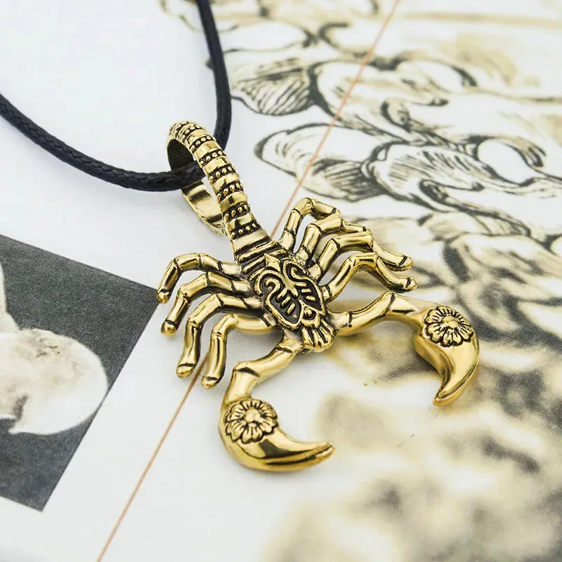 Hip Hop Punk Men Necklaces Scorpion King Rope Clavicle Long Chain Charm Pendant Necklace Party Gifts Gold/Silver Plated Jewelry