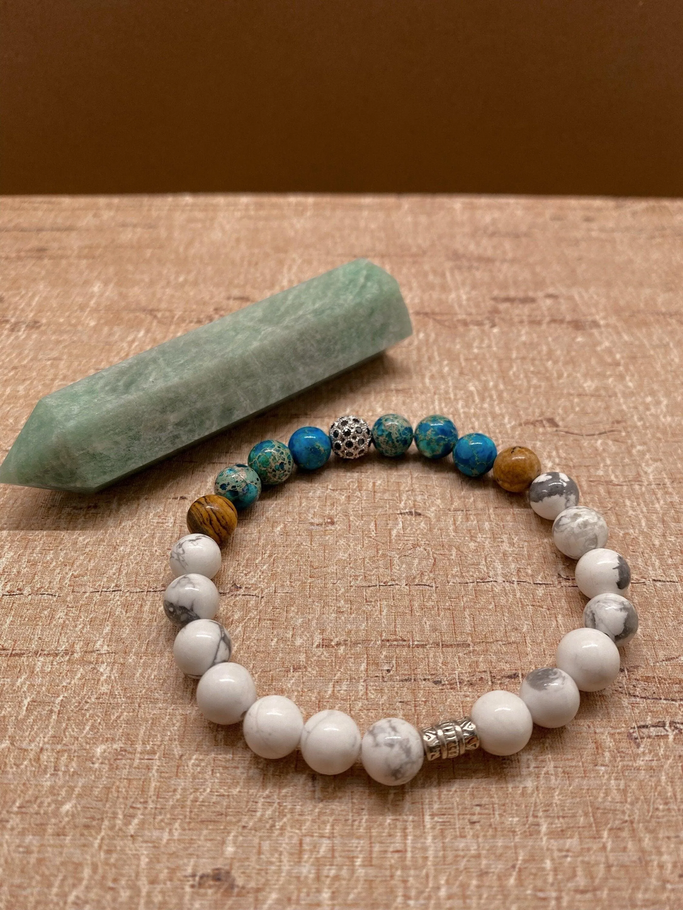 Howlite & Blue Sea Sediment Charm Bracelet
