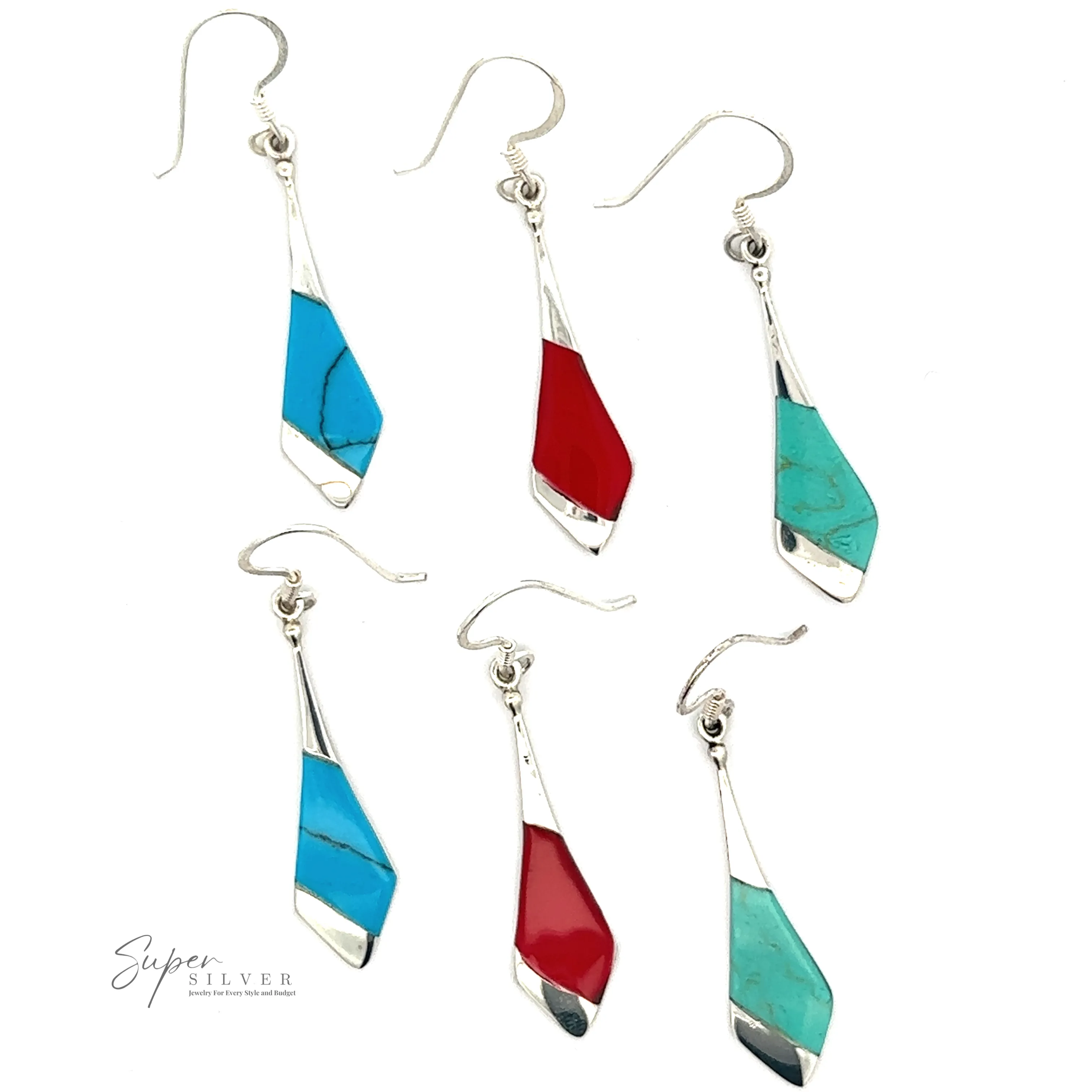 Inlaid Tie-Shaped Earrings