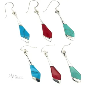 Inlaid Tie-Shaped Earrings