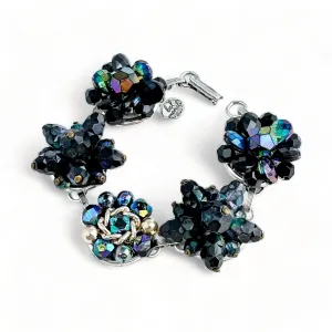 Iridescent Black Vintage Cluster Bracelet