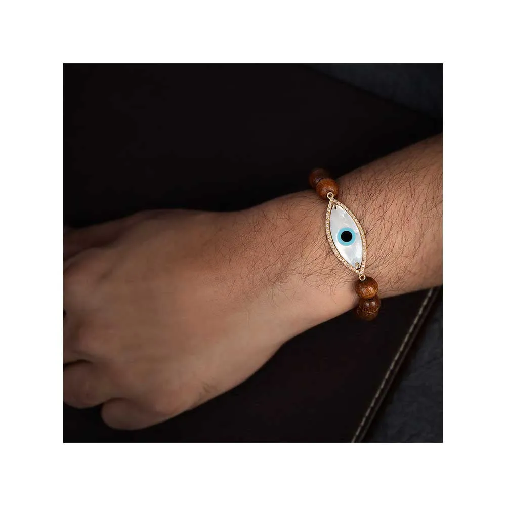 Kaj Fine Jewellery Marquise Wooden Bead and Diamond Bracelet in 14KT Yellow Gold