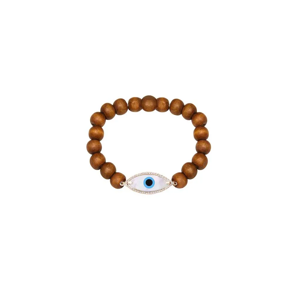 Kaj Fine Jewellery Marquise Wooden Bead and Diamond Bracelet in 14KT Yellow Gold