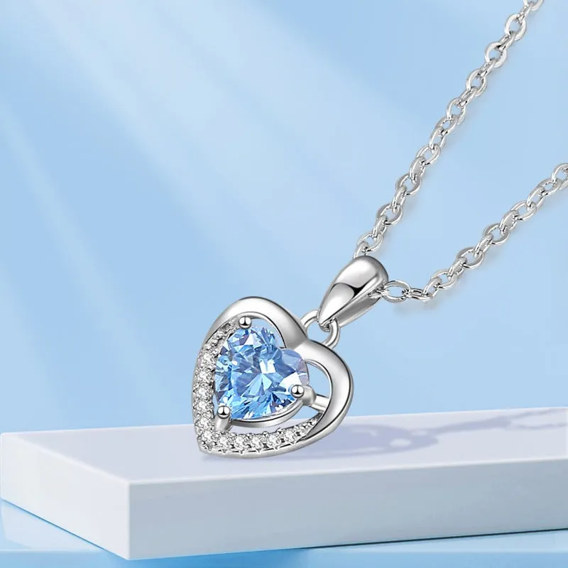 Laid-Back Luxe Necklace- The Nevermore 925 Silver Heart-shaped Rhinestones Women`s Luxury Necklace