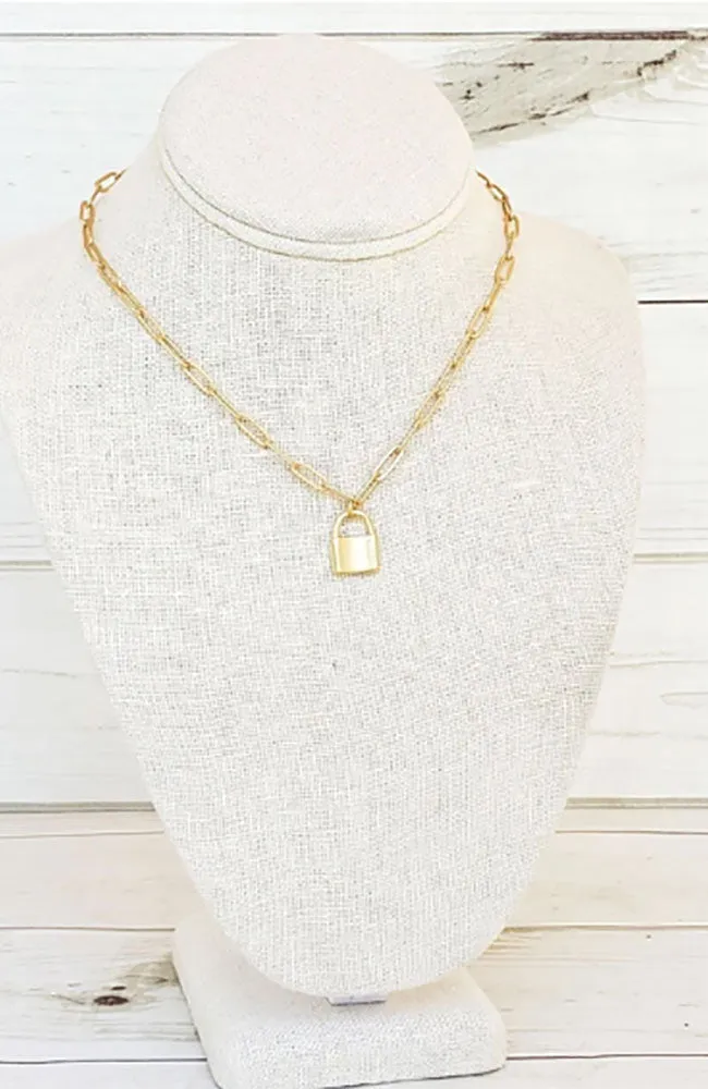 Large 15" Paperclip Necklace with Large Lock