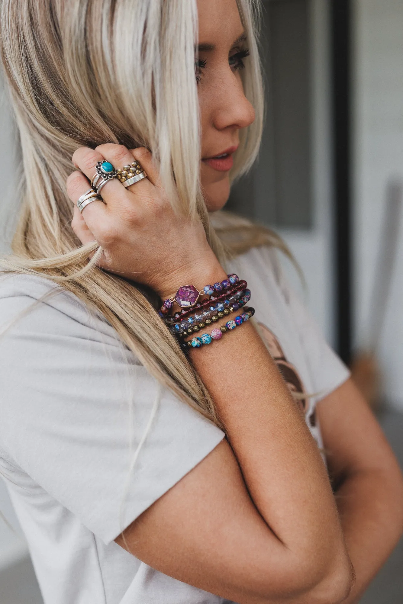 Lavender Glow Bracelet Set - Purple