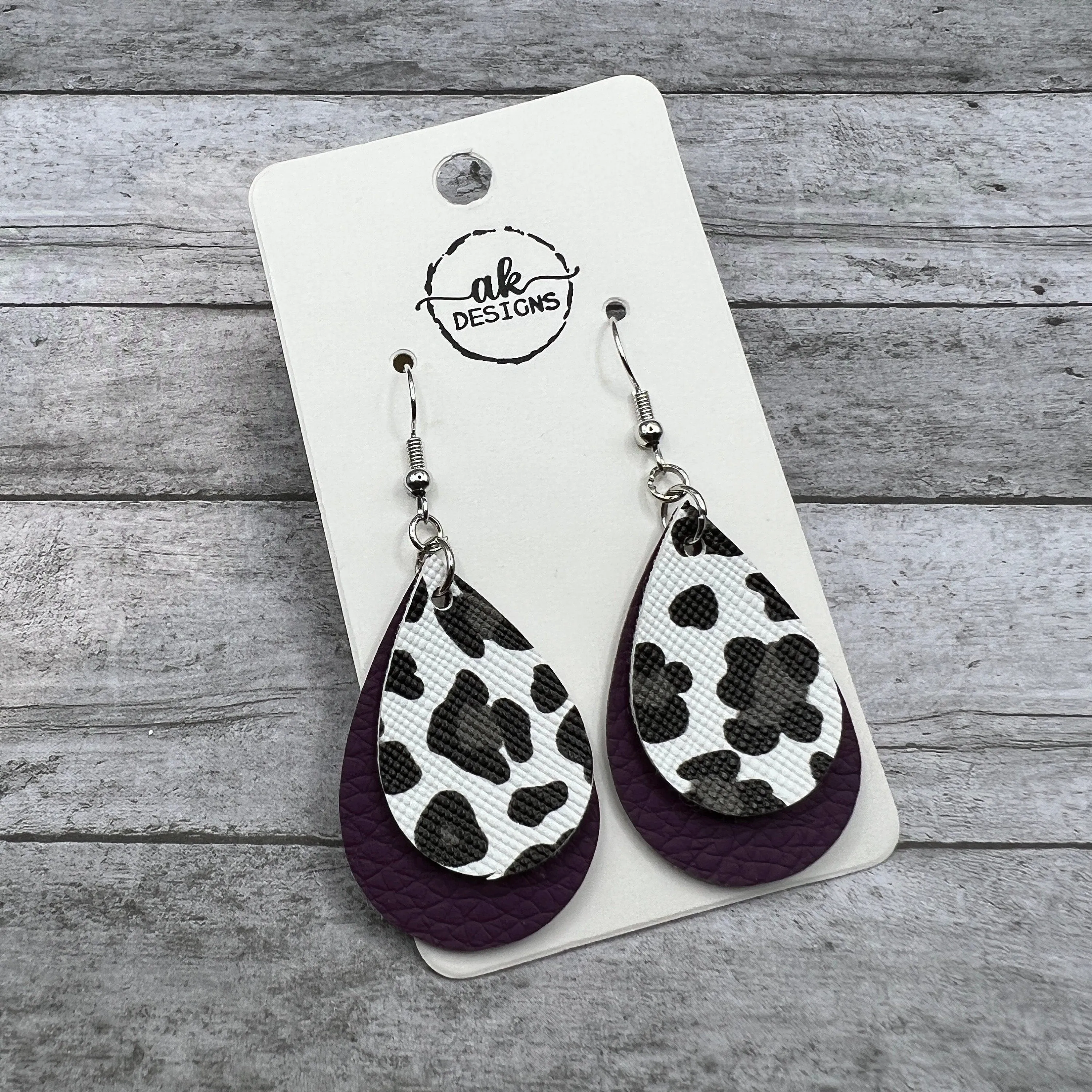 Layered Cheetah Animal Print Faux Leather Earrings