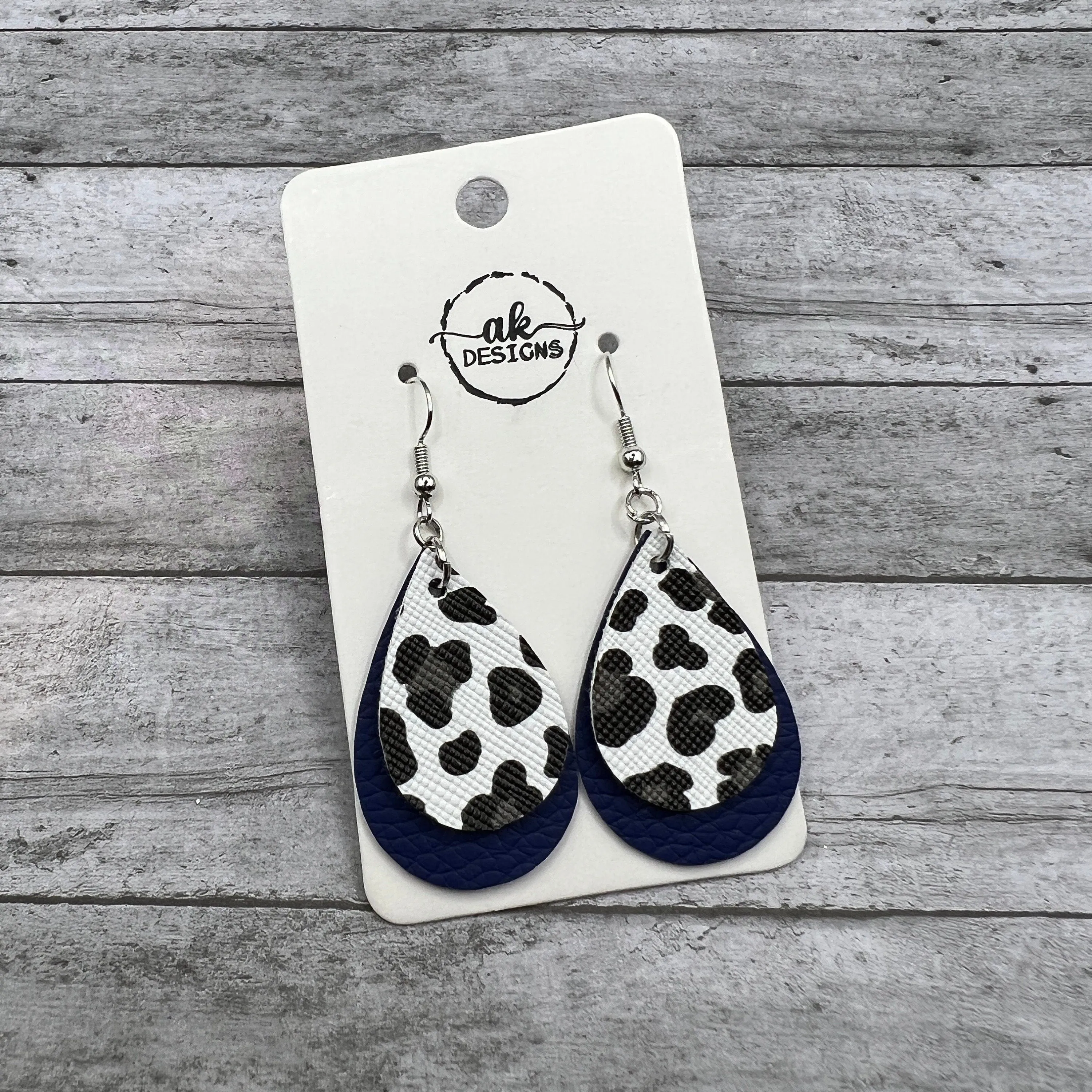 Layered Cheetah Animal Print Faux Leather Earrings
