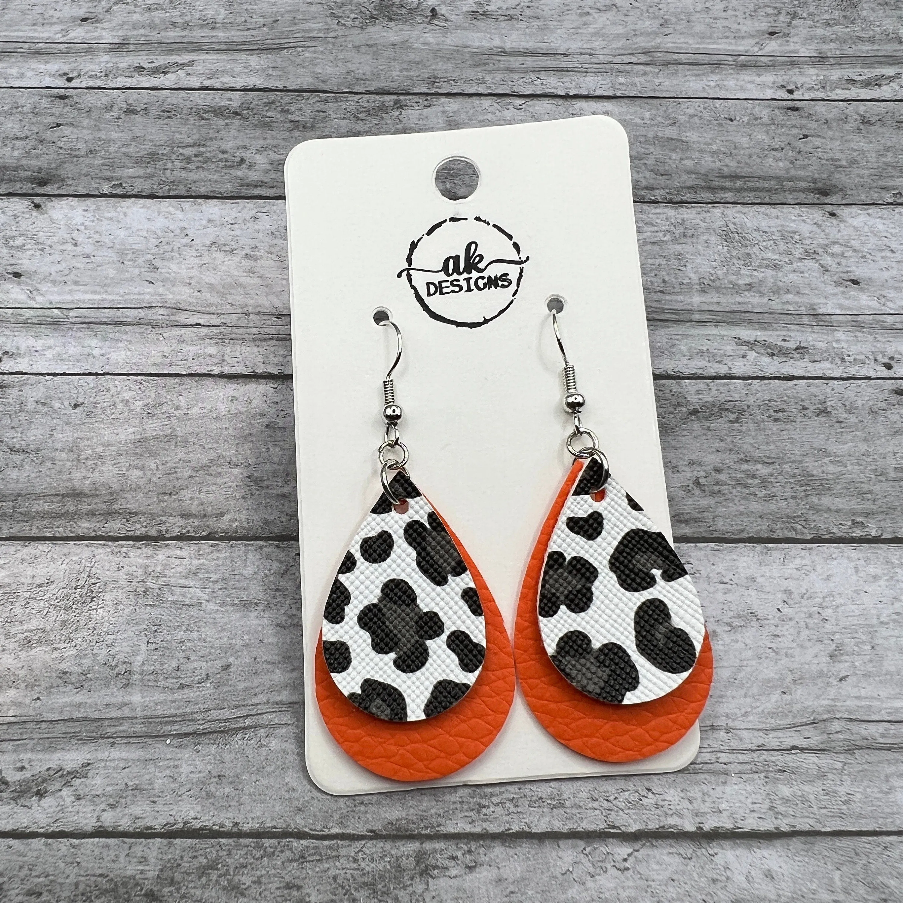 Layered Cheetah Animal Print Faux Leather Earrings