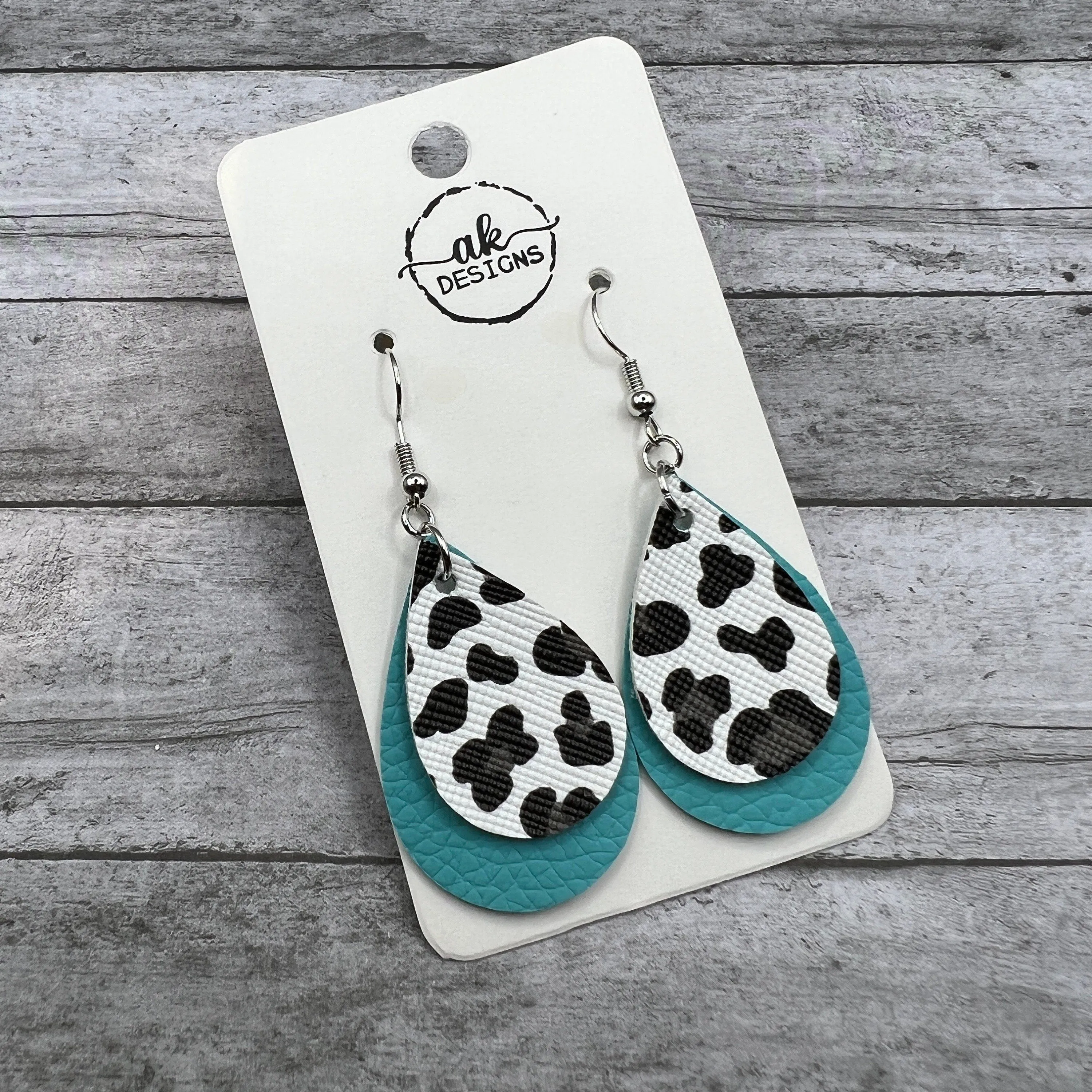 Layered Cheetah Animal Print Faux Leather Earrings