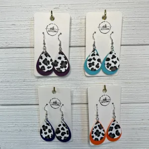 Layered Cheetah Animal Print Faux Leather Earrings