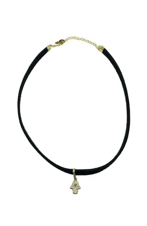 Leatherette Choker Hamsa