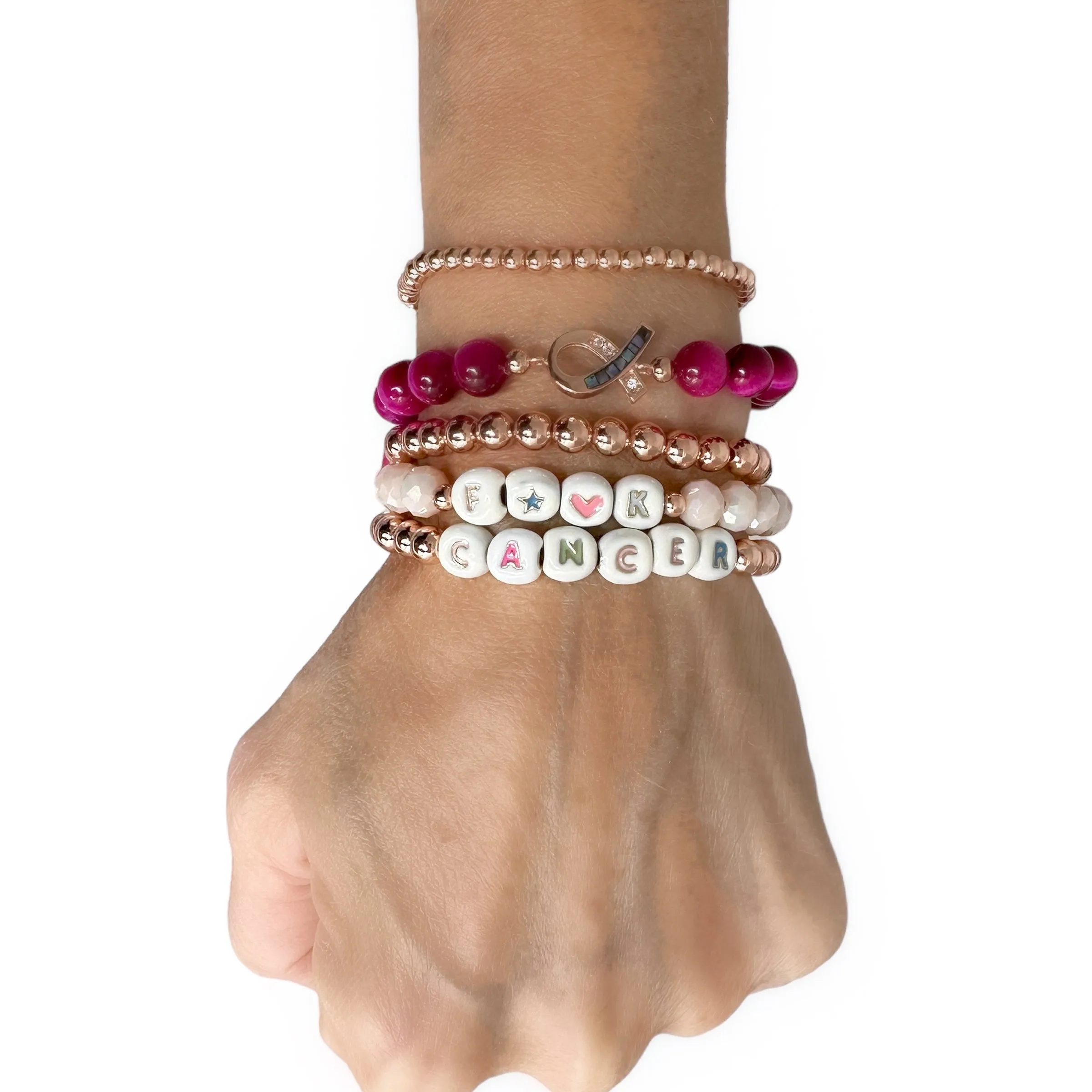 Lisa's F⭐️💗K CANCER Two Stack of Bracelets