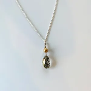 Long Teardrop Necklace in Gold Patina