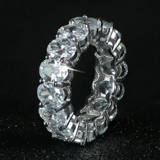 luxury 925 sterling silver wedding band eternity ring for women big gift for ladies love wholesale lots bulk jewelry R4577