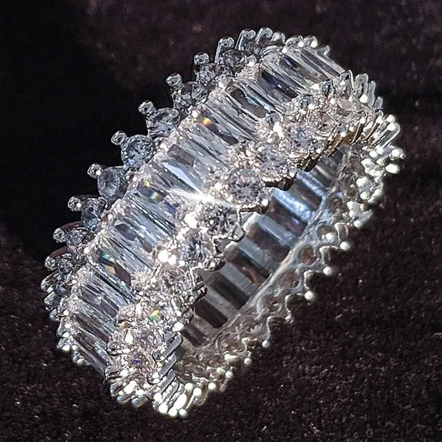 luxury 925 sterling silver wedding band eternity ring for women big gift for ladies love wholesale lots bulk jewelry R4577