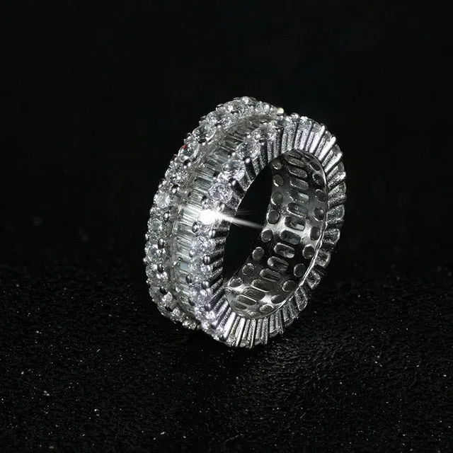 luxury 925 sterling silver wedding band eternity ring for women big gift for ladies love wholesale lots bulk jewelry R4577