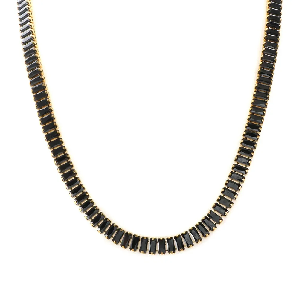 Luxury Square Colorful Bling Zircon Choker Necklace Shiny Crystal Tennis Necklace