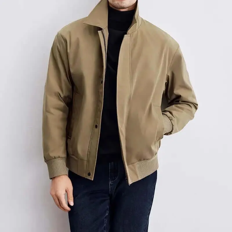 Men's Bomber Jacket with Ribbed Cuffs