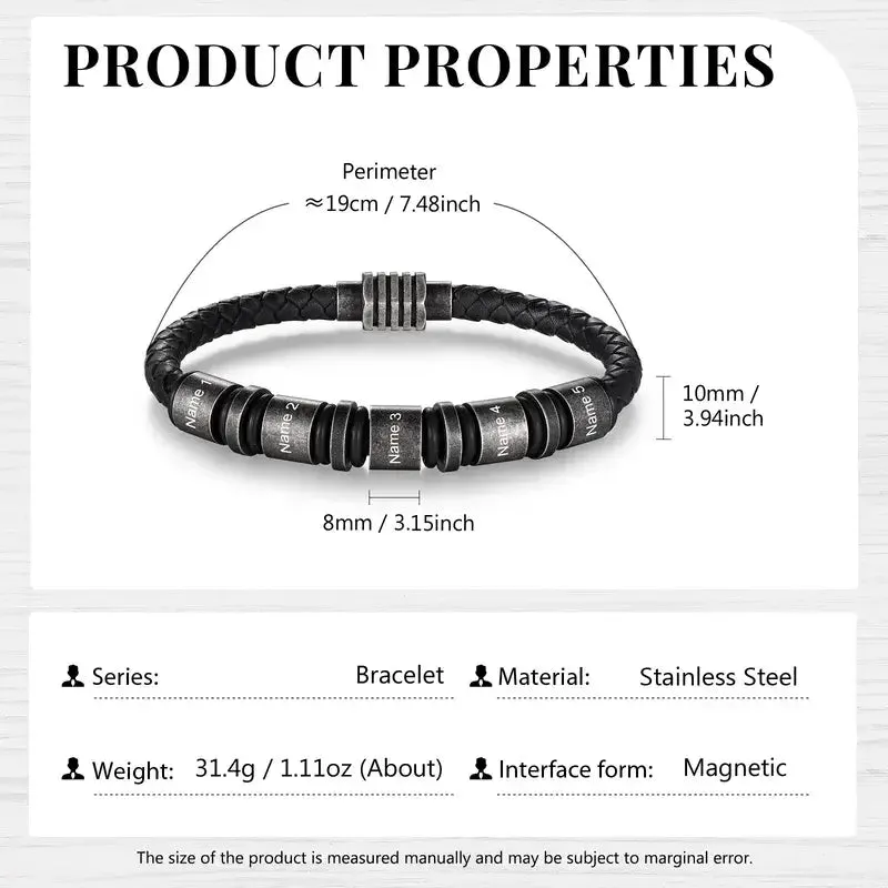Men's Personalised Bracelet | Men's Braided Bracelets