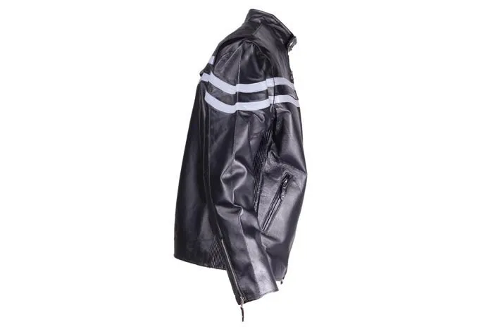 Mens Racer Jacket With Stylish Silver Stripes